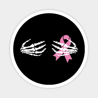 Breast Cancer Awareness Skeleton Hands Pink Ribbon Magnet